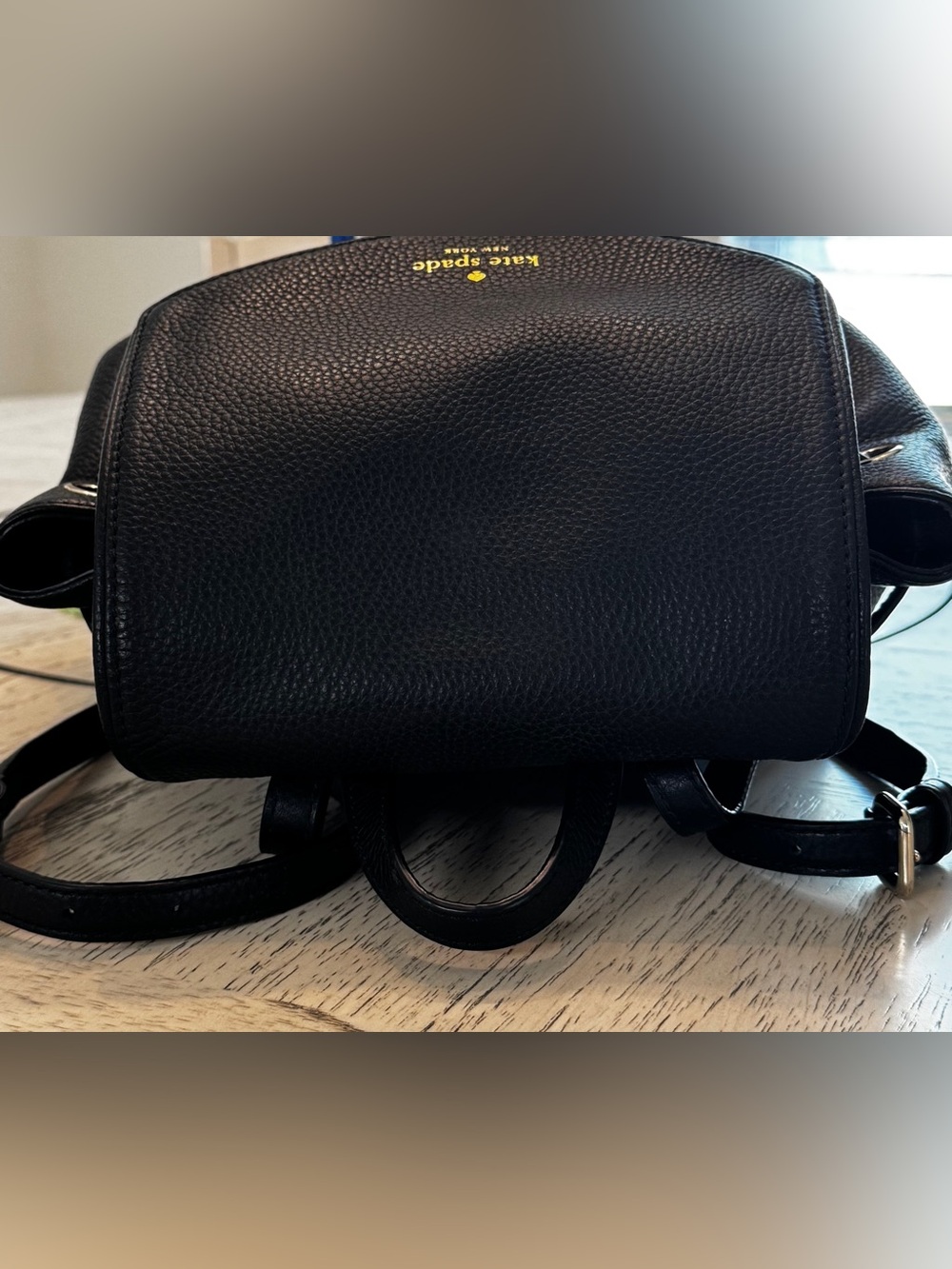 Kate Spade Leila Medium Flap Black Pebbled Leather Backpack - Picture 5 of 16
